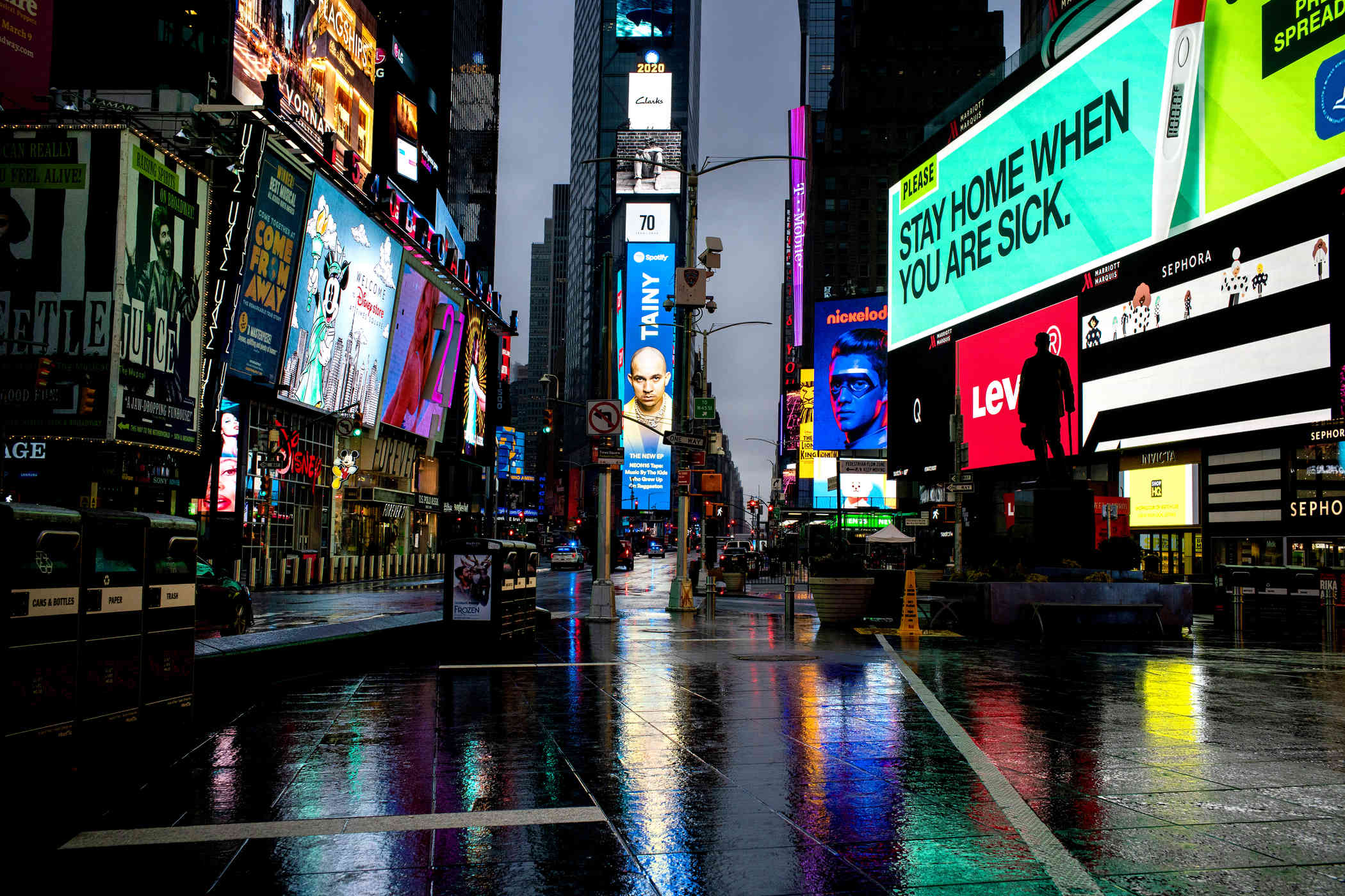Empty Times Square, NYC — night, no people