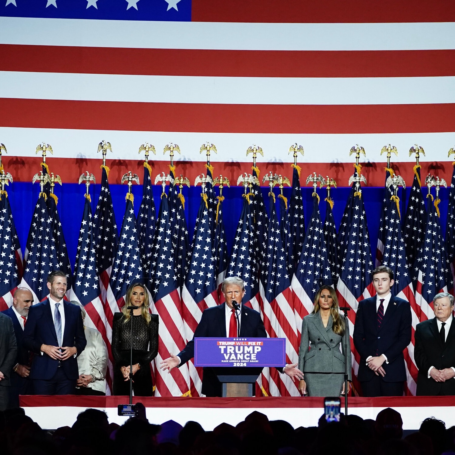 Trump on stage following election victory